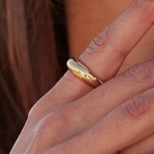 Waterproof Gold Dome Ring Non Tarnish Stacking Ring Everyday Gold Jewelry